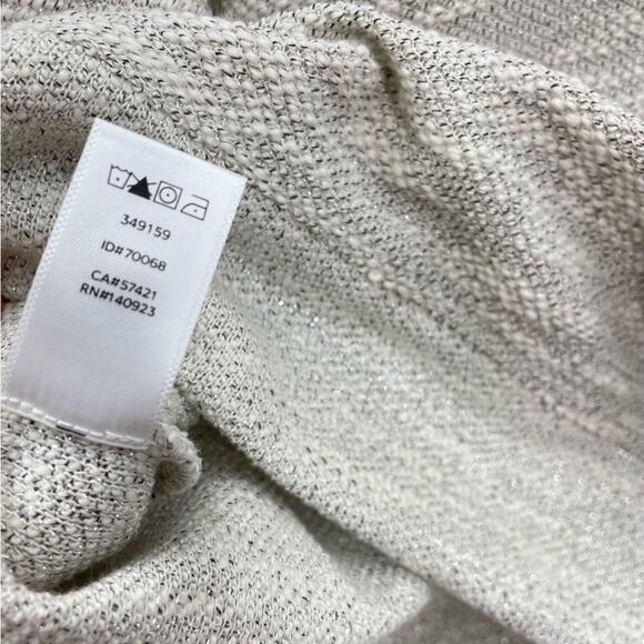 Ann Taylor Loft Metallic Sparkle Side Zip Crew Sweatshirt Top Cream Gray S new - Picture 13 of 13